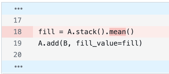 Image showing the code diff in a notebook with the ability to expand above and below