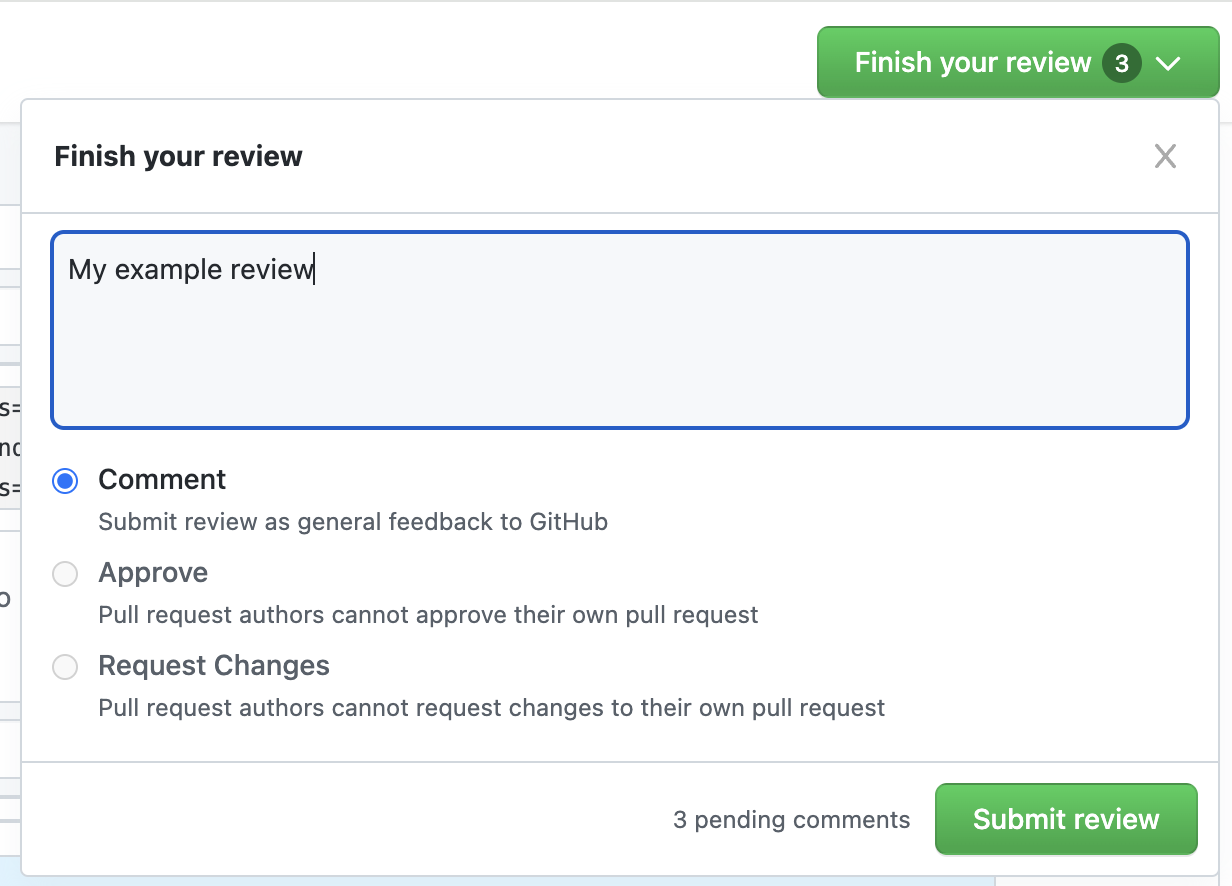 Image showing how to submit a completed review in GitNotebooks