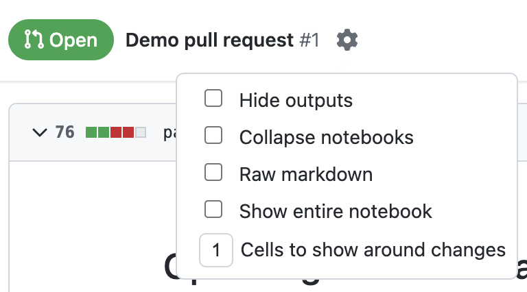 Settings view for a notebook